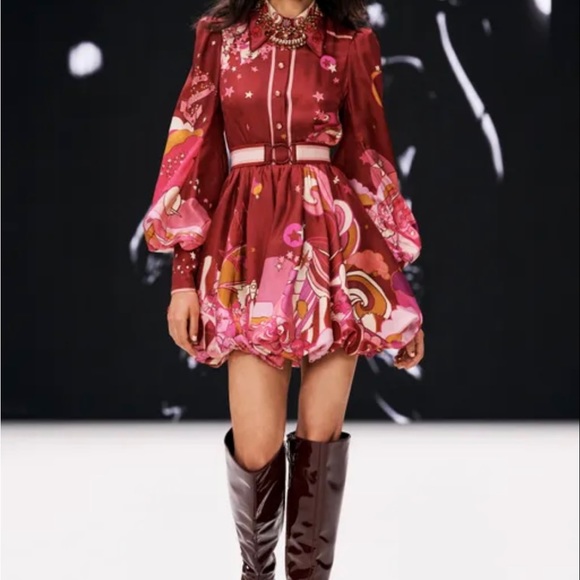 *SOLD* Zimmermann Fall 2021 Runway Concert Bubble Silk Mini Dress Size US 6/8 - Picture 3 of 8